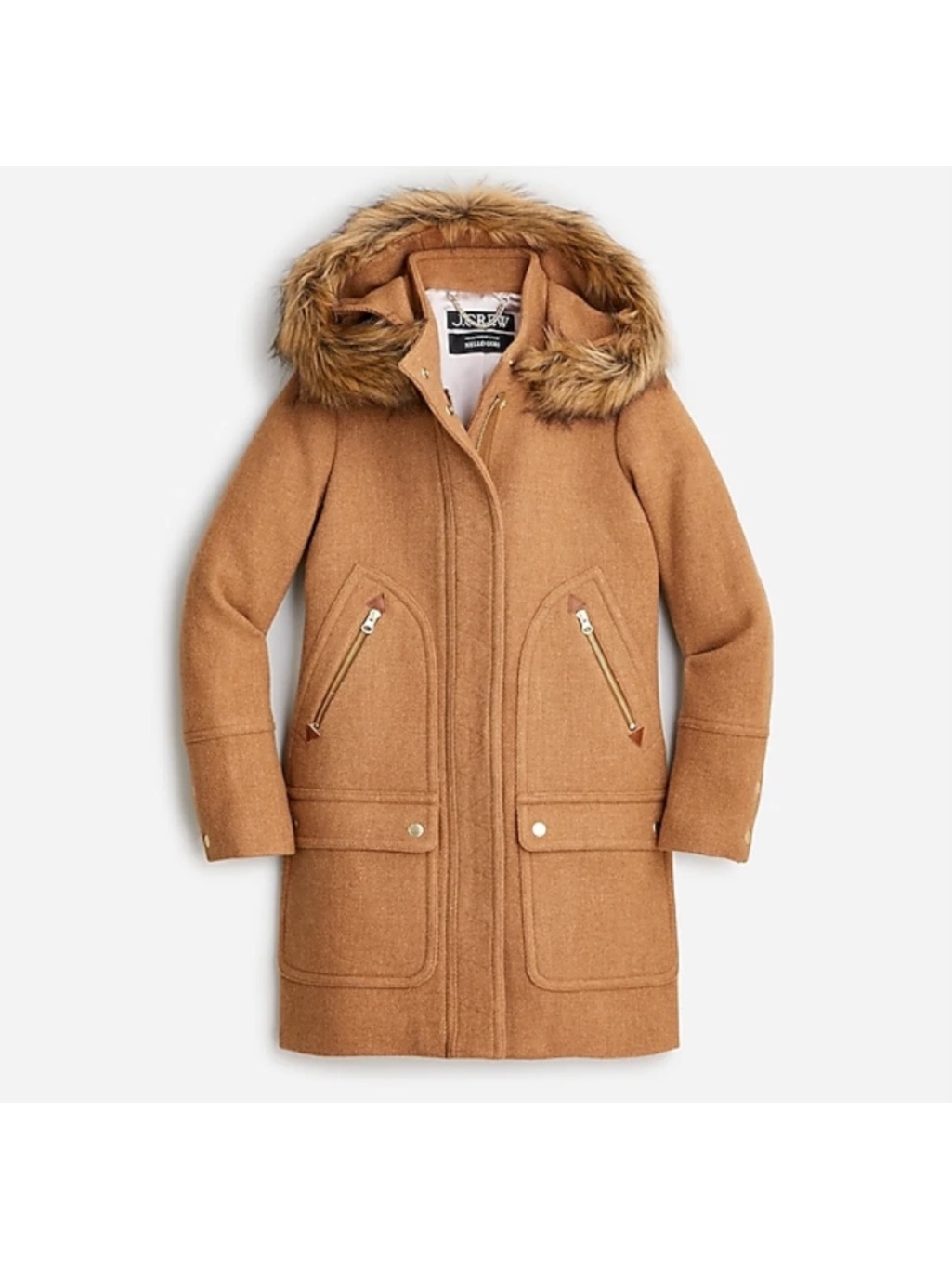 J. Crew Italian Stadium Cloth Nello Gori Coat Heather Acorn Sz 12